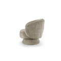Dizajnov&eacute; art deco otočn&eacute; kreslo Elian s bukl&yacute;m potahom v hněd&eacute;m odtieni taupe so zaoblenou siluetou 76 cm