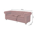 Designov&aacute; chesterfield tř&iacute;m&iacute;stn&aacute; sedačka Maya s červen&yacute;m sametov&yacute;m potahem s pro&scaron;&iacute;v&aacute;n&iacute;m s knofl&iacute;ky 205 cm