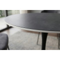 Industri&aacute;ln&iacute; čern&yacute; j&iacute;deln&iacute; stůl Ceramia Gris s kulatou keramickou deskou s &scaron;ed&yacute;m mramorov&yacute;m designem a kovovou nohou 80 cm