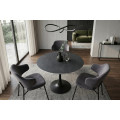 Industri&aacute;ln&iacute; čern&yacute; j&iacute;deln&iacute; stůl Ceramia Gris s kulatou keramickou deskou s &scaron;ed&yacute;m mramorov&yacute;m designem a kovovou nohou 80 cm