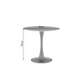 Industri&aacute;ln&iacute; čern&yacute; j&iacute;deln&iacute; stůl Ceramia Gris s kulatou keramickou deskou s &scaron;ed&yacute;m mramorov&yacute;m designem a kovovou nohou 80 cm