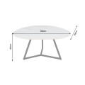 Designov&yacute; konferenčn&iacute; stolek Ceramia Blanca organick&eacute;ho tvaru s b&iacute;lou mramorovou deskou z keramiky a černou podstavou 90 cm