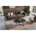 Designov&yacute; industri&aacute;ln&iacute; čern&yacute; konferenčn&iacute; stolek Ceramia Gris s keramickou deskou organick&eacute;ho tvaru s &scaron;ed&yacute;m mramorov&aacute;n&iacute;m 90 cm