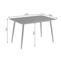 Industri&aacute;ln&iacute; čern&yacute; obd&eacute;ln&iacute;kov&yacute; j&iacute;deln&iacute; stůl Ceramia Gris s keramickou deskou s &scaron;ed&yacute;m mramorov&aacute;n&iacute;m a kovov&yacute;mi nohama 140 cm