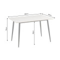 Modern&iacute; keramick&yacute; j&iacute;deln&iacute; stůl Ceramia Blanca s b&iacute;lou obd&eacute;ln&iacute;kovou deskou s &scaron;ed&yacute;m mramorov&aacute;n&iacute;m a čern&yacute;ma nohama 140 cm
