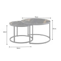 Designov&aacute; čern&aacute; sada kulat&yacute;ch konferenčn&iacute;ch stolků Ceramia a deskami s hněd&yacute;m mramorov&yacute;m dekorem a kovovou podstavou 47 cm