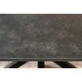 Industri&aacute;ln&iacute; čern&yacute; obd&eacute;ln&iacute;kov&yacute; j&iacute;deln&iacute; stůl Ceramia Gris s deskou s &scaron;ed&yacute;m mramorov&aacute;n&iacute;m a zkř&iacute;žen&yacute;ma nohama 180 cm