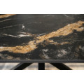 Designov&yacute; mramorov&yacute; čern&yacute; j&iacute;deln&iacute; stůl Ceramia s obd&eacute;ln&iacute;kovou deskou s hnědou kresbou a zkř&iacute;žen&yacute;ma nohama 160 cm