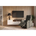Designov&eacute; modern&iacute; polohovateln&eacute; kino křeslo Phoenix s textiln&iacute;m potahem v tmavě zelen&eacute; barvě s mel&iacute;rovan&yacute;m efektem 75 cm