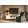 Designov&eacute; modern&iacute; polohovateln&eacute; kino křeslo Phoenix s textiln&iacute;m potahem v tmavě zelen&eacute; barvě s mel&iacute;rovan&yacute;m efektem 75 cm