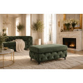 Modern&iacute; glamour obd&eacute;ln&iacute;kov&aacute; taburetka Modern Barock se zelen&yacute;m sametov&yacute;m potahem a chesterfield pro&scaron;&iacute;v&aacute;n&iacute;m na nožičk&aacute;ch 95 cm