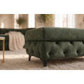 Modern&iacute; glamour obd&eacute;ln&iacute;kov&aacute; taburetka Modern Barock se zelen&yacute;m sametov&yacute;m potahem a chesterfield pro&scaron;&iacute;v&aacute;n&iacute;m na nožičk&aacute;ch 95 cm