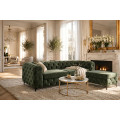 Modern&iacute; glamour obd&eacute;ln&iacute;kov&aacute; taburetka Modern Barock se zelen&yacute;m sametov&yacute;m potahem a chesterfield pro&scaron;&iacute;v&aacute;n&iacute;m na nožičk&aacute;ch 95 cm