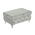 Modern&iacute; glamour obd&eacute;ln&iacute;kov&aacute; taburetka Modern Barock se zelen&yacute;m sametov&yacute;m potahem a chesterfield pro&scaron;&iacute;v&aacute;n&iacute;m na nožičk&aacute;ch 95 cm