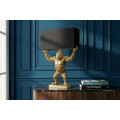 Designov&aacute; glamour stoln&iacute; lampa Tierra Glam se zlatou podstavou ve tvaru stoj&iacute;c&iacute; opice s čern&yacute;m obd&eacute;ln&iacute;kov&yacute;m st&iacute;n&iacute;tkem 65 cm