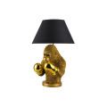 Designov&aacute; glamour stoln&iacute; lampa Pop Atelier se zlatou podstavou se sochou opice s boxersk&yacute;mi rukavicemi a čern&yacute;m st&iacute;n&iacute;tkem 55 cm