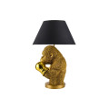 Designov&aacute; glamour stoln&iacute; lampa Pop Atelier se zlatou podstavou se sochou opice s boxersk&yacute;mi rukavicemi a čern&yacute;m st&iacute;n&iacute;tkem 55 cm