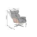 Designov&eacute; modern&iacute; otočn&eacute; křeslo Papello s čern&yacute;m kožen&yacute;m potahem a hněd&yacute;m topolov&yacute;m obkladem s polohovatelnou opěrkou 76 cm