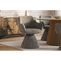 Designov&aacute; art deco čalouněn&aacute; j&iacute;deln&iacute; židle Sonu s &scaron;ed&yacute;m žinylkov&yacute;m potahem a otočn&yacute;m sedadlem s jednou nohou 62 cm
