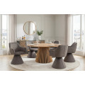 Art deco otočn&aacute; sametov&aacute; j&iacute;deln&iacute; židle Sonu s celoplo&scaron;n&yacute;m čalouněn&iacute;m v hnědo&scaron;ed&eacute; barvě s mohutnou nohou a opěrkami 62 cm