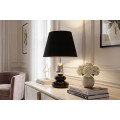 Art deco modern&iacute; stoln&iacute; lampa Caillou s podstavou s designem obl&aacute;zků v čern&eacute; barvě se stř&iacute;brn&yacute;m detailem 45 cm