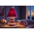 Glamour stoln&iacute; lampa Caillou v odst&iacute;nech fuchsiov&eacute; a růžov&eacute; se zlat&yacute;m detailem a organick&yacute;m designem kamenů 59 cm