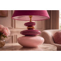 Glamour stoln&iacute; lampa Caillou v odst&iacute;nech fuchsiov&eacute; a růžov&eacute; se zlat&yacute;m detailem a organick&yacute;m designem kamenů 59 cm