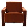 Luxusn&iacute; art deco křeslo Phineas s celoplo&scaron;n&yacute;m potahem ve sp&aacute;len&eacute; oranžov&eacute; barvě s designov&yacute;mi geometrick&yacute;mi opěrkami 75 cm