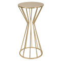 Art deco kulat&yacute; kovov&yacute; zlat&yacute; př&iacute;ručn&iacute; stolek Clons s nohou z tyč&iacute; ve tvaru přes&yacute;pac&iacute;ch hodin 80 cm