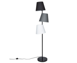 Stylov&aacute; modern&iacute; trojit&aacute; stojac&iacute; lampa Pia s čern&yacute;m, &scaron;ed&yacute;m a b&iacute;l&yacute;m st&iacute;n&iacute;tkem a s kovovou konstrukc&iacute;