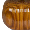 Luxusn&iacute; designov&aacute; nočn&iacute; lampa Luffy s keramickou žebrovanou podstavou s lesklou hnědou glazurou a b&iacute;l&yacute;m st&iacute;n&iacute;tkem ze lnu 50 cm