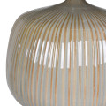 Luxusn&iacute; vintage b&eacute;žov&aacute; nočn&iacute; lampa Luffy s keramickou podstavou a žebrovan&yacute;m zdoben&iacute;m a hladk&yacute;m lněn&yacute;m st&iacute;n&iacute;tkem 50 cm