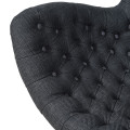 Luxusn&iacute; modern&iacute; křeslo Dolan typu egg s tmav&yacute;m &scaron;ed&yacute;m čalouněn&iacute;m s pro&scaron;&iacute;v&aacute;n&iacute;m v chesterfield stylu a kovovou podstavou 83 cm