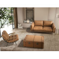 Luxusn&iacute; retro kožen&eacute; křeslo Vita Naturale v koňakov&eacute; barvě s pro&scaron;&iacute;v&aacute;n&iacute;m a knofl&iacute;ky s černou kovovou konstrukc&iacute; 91 cm