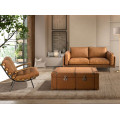 Luxusn&iacute; retro kožen&eacute; křeslo Vita Naturale v koňakov&eacute; barvě s pro&scaron;&iacute;v&aacute;n&iacute;m a knofl&iacute;ky s černou kovovou konstrukc&iacute; 91 cm
