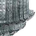 Luxusn&iacute; glamour lustr Antalya se st&iacute;n&iacute;tkem z &scaron;ed&eacute;ho t&oacute;novan&eacute;ho skla s 3D obd&eacute;ln&iacute;kov&yacute;m vzorem s designem listů 75 cm