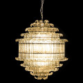 Luxusn&iacute; glamour lustr Antalya se st&iacute;n&iacute;tkem z &scaron;ed&eacute;ho t&oacute;novan&eacute;ho skla s 3D obd&eacute;ln&iacute;kov&yacute;m vzorem s designem listů 75 cm