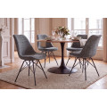 Designov&aacute; retro j&iacute;deln&iacute; židle Scandinavia s &scaron;ed&yacute;m žinylkov&yacute;m potahem a čern&yacute;m kovov&yacute;m nohama 50 cm