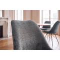 Designov&aacute; retro j&iacute;deln&iacute; židle Scandinavia s &scaron;ed&yacute;m žinylkov&yacute;m potahem a čern&yacute;m kovov&yacute;m nohama 50 cm