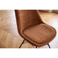 Designov&aacute; retro hněd&aacute; j&iacute;deln&iacute; židle Scandinavia s čalouněn&iacute;m s žinylkov&yacute;m potahem a černou kovovou podstavou 50 cm