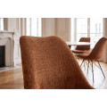 Designov&aacute; retro hněd&aacute; j&iacute;deln&iacute; židle Scandinavia s čalouněn&iacute;m s žinylkov&yacute;m potahem a černou kovovou podstavou 50 cm