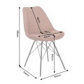 Designov&aacute; retro hněd&aacute; j&iacute;deln&iacute; židle Scandinavia s čalouněn&iacute;m s žinylkov&yacute;m potahem a černou kovovou podstavou 50 cm