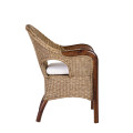 Vintage ratanov&eacute; křeslo New Cobra Rattan s hust&yacute;m v&yacute;pletem v př&iacute;rodn&iacute; světl&eacute; hněd&eacute; barvě s tmav&scaron;&iacute;m r&aacute;mem z mahagonu 60 cm