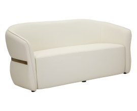 Luxusní art deco dvoumístná kožená sedačka Juteg v bílé barvě s lesklým kovovým vzhledem 160 cm