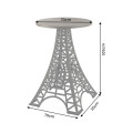 Industri&aacute;ln&iacute; barov&yacute; stůl Eiffel s kulatou hnědou masivn&iacute; deskou a černou kovovou podstavou s designem Eiffelovy věže 70 cm