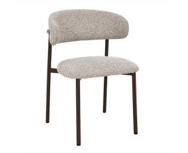 Modern&iacute; retro designov&aacute; j&iacute;deln&iacute; židle Chartus s čalouněn&yacute;m sed&aacute;kem a opěradlem s textiln&iacute;m potahem s v&yacute;raznou strukturou v &scaron;edohněd&eacute;m odst&iacute;nu taupe se &scaron;t&iacute;hlou kovovou konstrukc&iacute; se čtyřmi nohama s ořechov&eacute; hněd&eacute; barvě