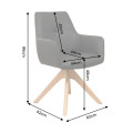 Luxusn&iacute; modern&iacute; čern&aacute; otočn&aacute; j&iacute;deln&iacute; židle Elton s potahem z prav&eacute; kůže a hněd&yacute;m masivn&iacute;m dubov&yacute;m nohama 62 cm