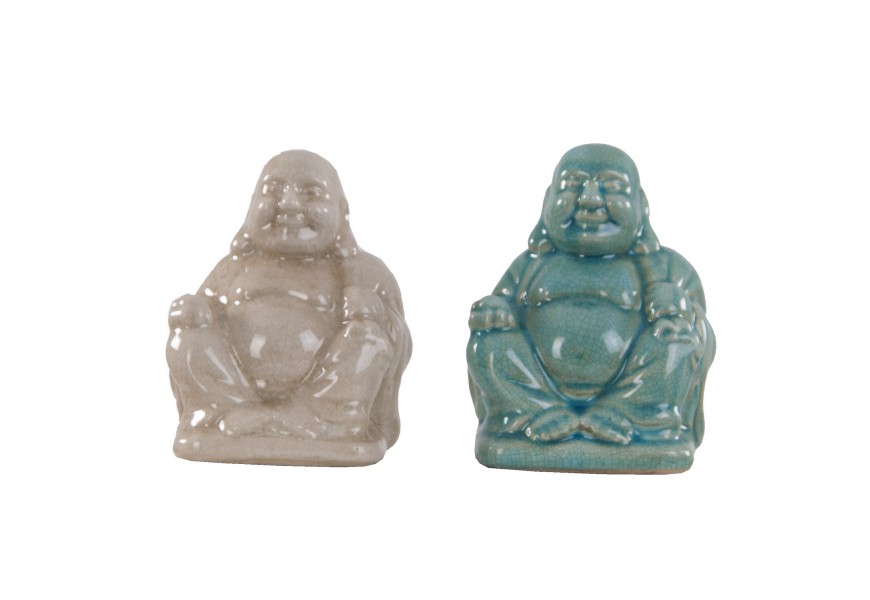 Šťastný Buddha 16cm (modrý nebo béžový) 1ks