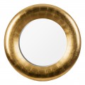 Luxusní art deco nástěnné závěsné zrcadlo Zorane v kulatém tvaru s rámem s hladkým oblým a jemně lesklým povrchem ve zlaté barvě z pryskyřice