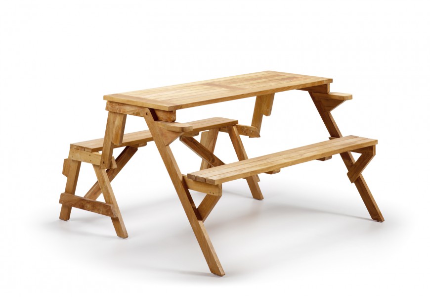 Stylová lavice a stůl Teak v jednom Jardin